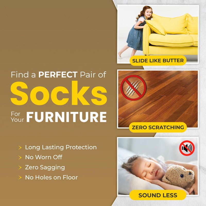 IAMZAY 48 Pcs Khaki Premium Chair Leg Socks Protectors for Hardwood Floors - Do not Easily Fall Off - Very Easy to Put on - Fits All Leg Shapes - High Elastic Bar Stool Leg Covers - Furniture Pads - Image 4